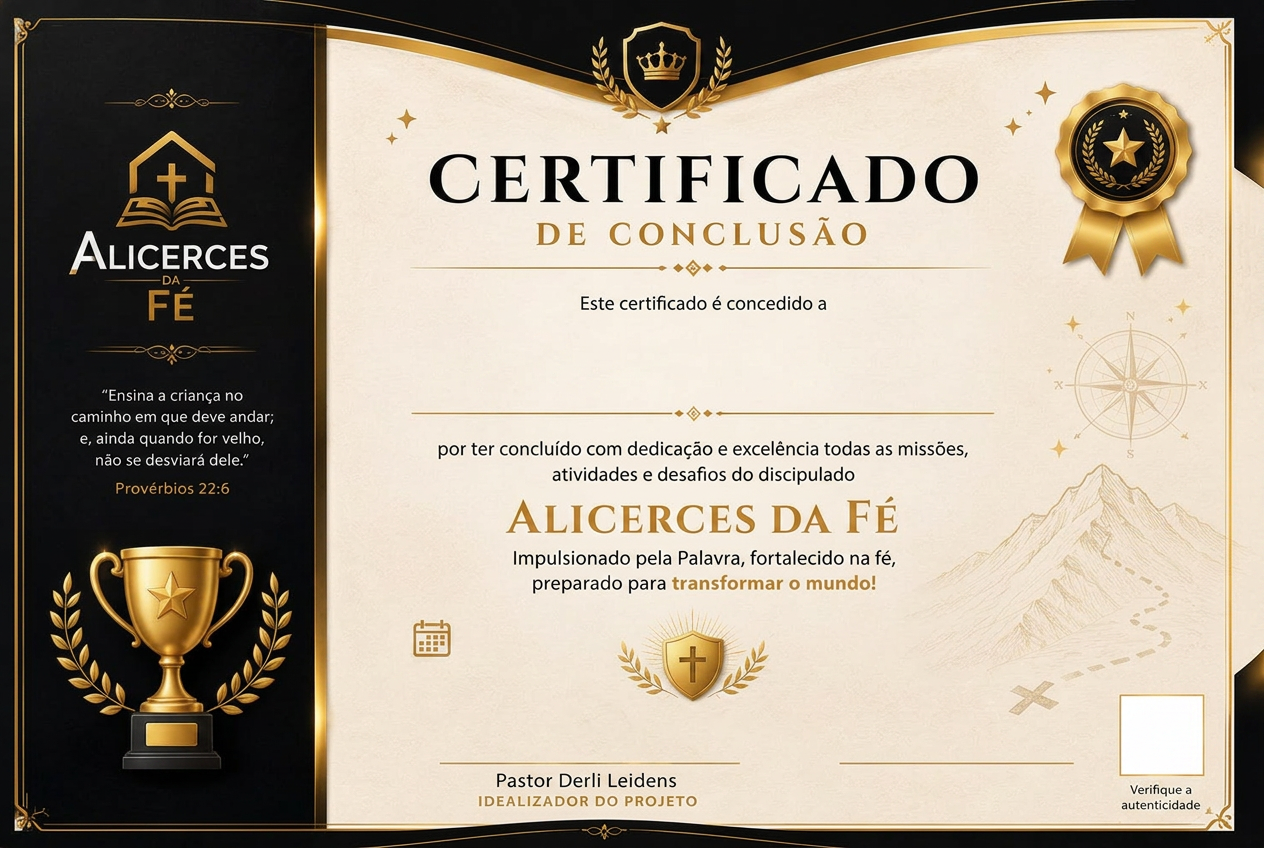 Diploma oficial do Alicerces da Fé